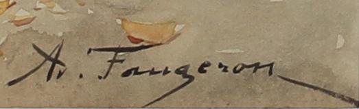 ADOLPHE FAUGERON, akvarell, sign.