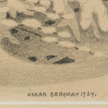 Oskar Bergman, pencil drawaing, signed and dated 1924.