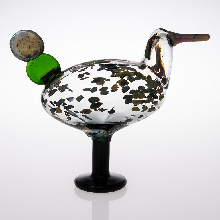 A glass bird, 'Kiikkuri', signed O. Toikka, Nuutajärvi. Mid 1990s.