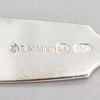 Dessertskedar, 6 st, silver, bl.a. Morosov, Ryssland kring sekelskiftet 1900.