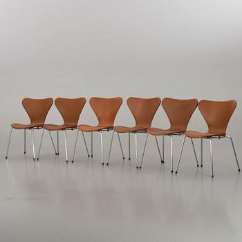 ARNE JACOBSEN, stolar 6 st "Sjuan" för Fritz Hansen Danmark 1900-talets andra hälft.