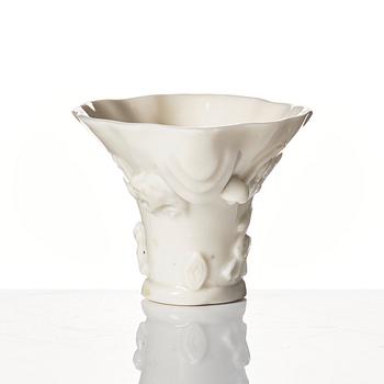 A blanc de chine libation cup, Qing dynasty, Kangxi (1662-1722).