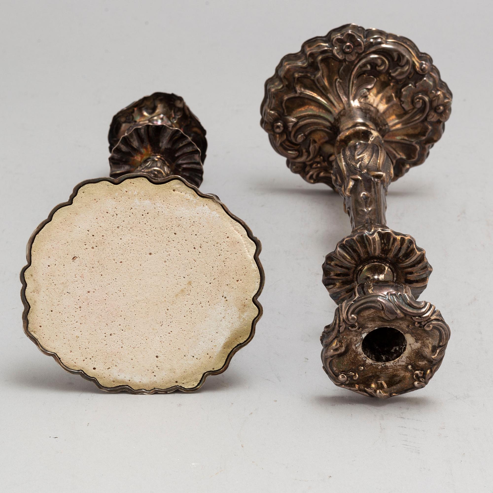 ADOLF LILLJA, a pair of silver candlestciks, Stockholm, 1848.