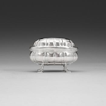 394. A 18th century silver casket, unidentified makers mark HB.