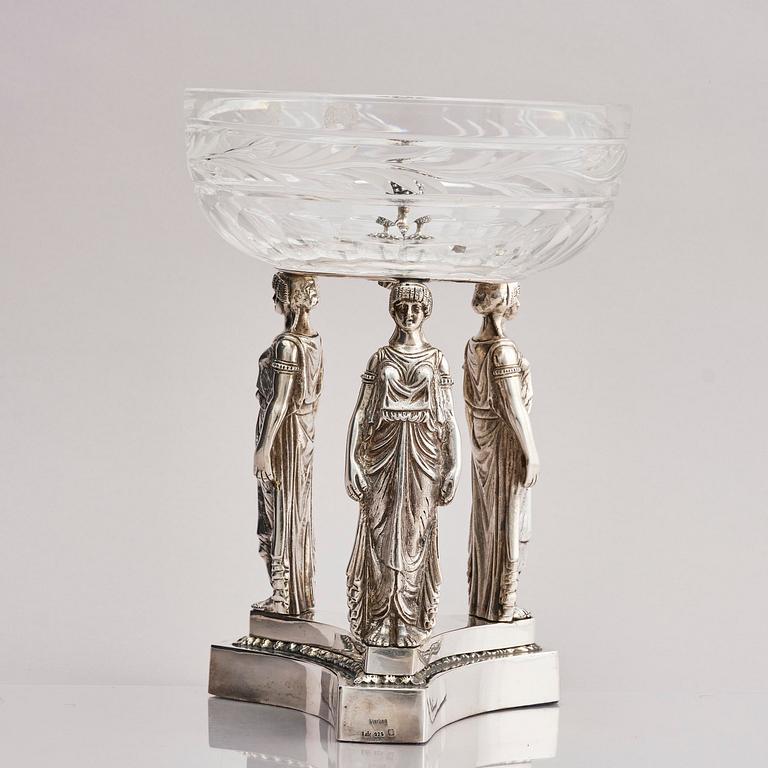 Lale Silverware & Co Ltd, uppsatsskål, sterling silver och glas, Istanbul, Turkiet, 1900-tal.