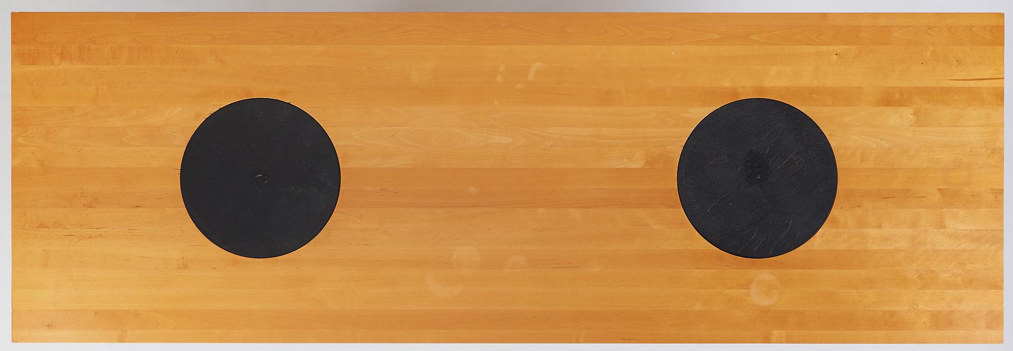 Jonas Bohlin, a birch and iron 'Triptyk' table, Källemo, Sweden, post 1989.