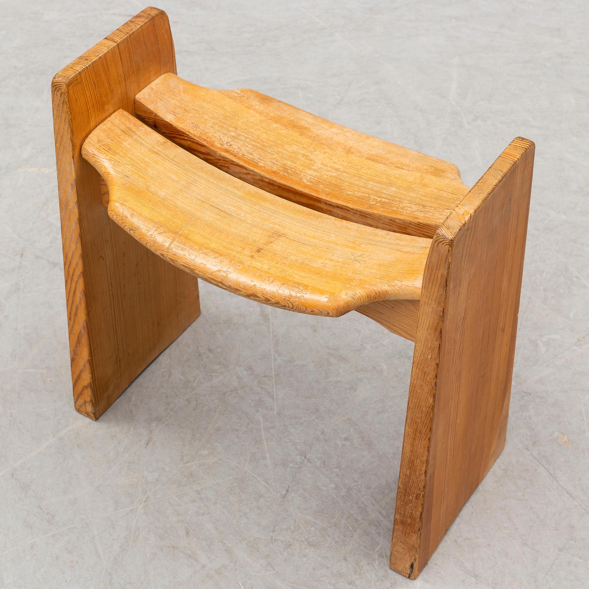 A 'Jonte' pine stool by Gilbert Marklund, designed 1969.