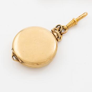 Elgin National Watch Co, Lady Raymond, fickurshänge, 28 mm, 14K guld.