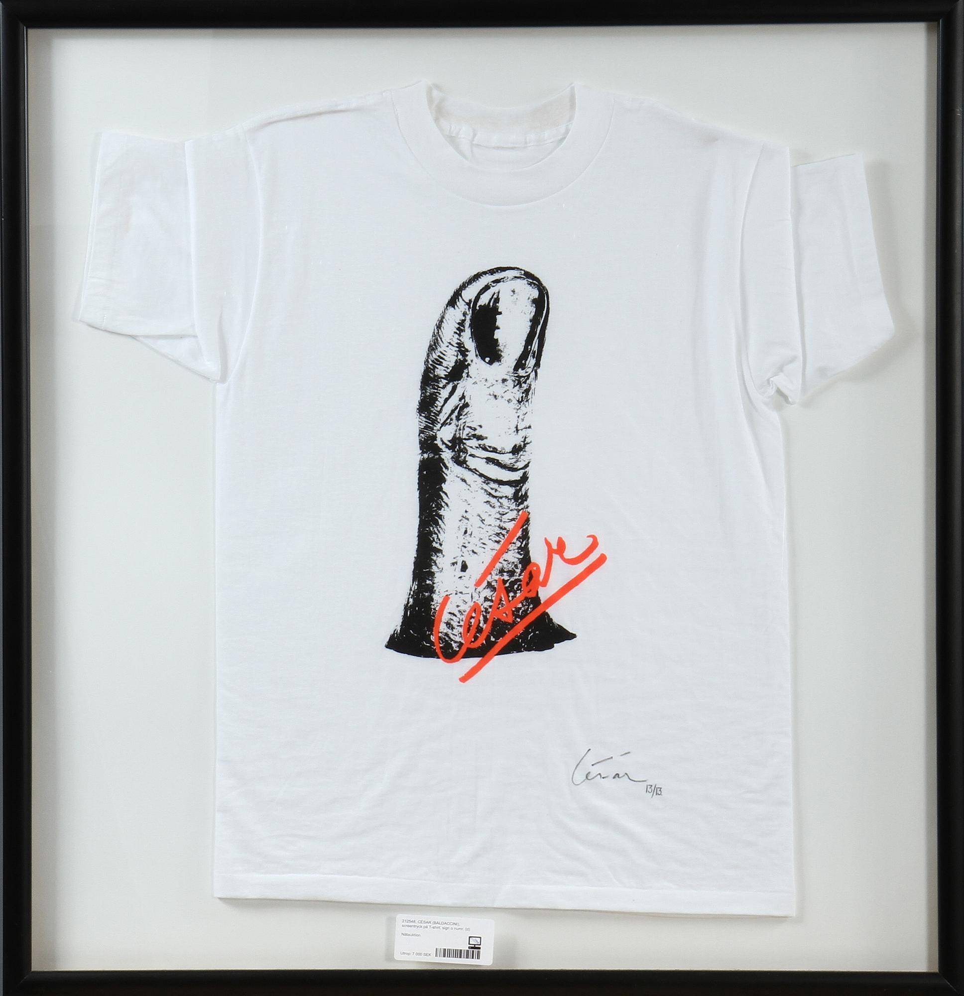 CÉSAR (BALDACCINI), screentryck på T-shirt, sign o numr.