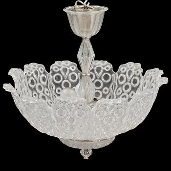 TAKLAMPA, glas, omkring 1900-talets mitt. H 58.