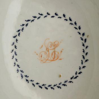 SERVISDELAR, 14 st, kompaniporslin, Qing dynastin, Jiaqing (1796-1820).