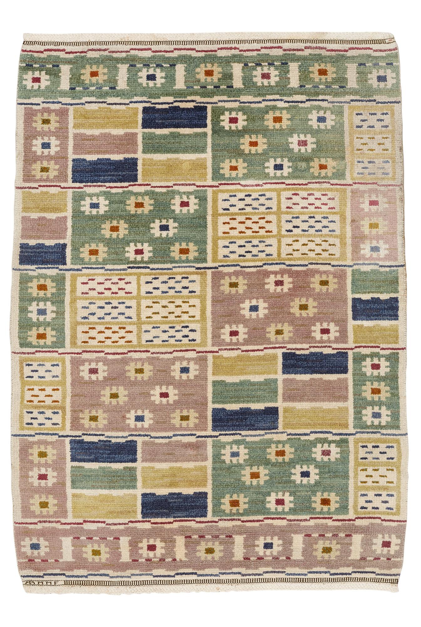 Märta Måås-Fjetterström, A carpet, "Ängarna", knotted pile, ca 182-183,5 x 122-128,5 cm, signed AB MMF.