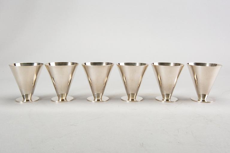 Wiwen Nilsson, six silver cocktail cups, Lund 1974.