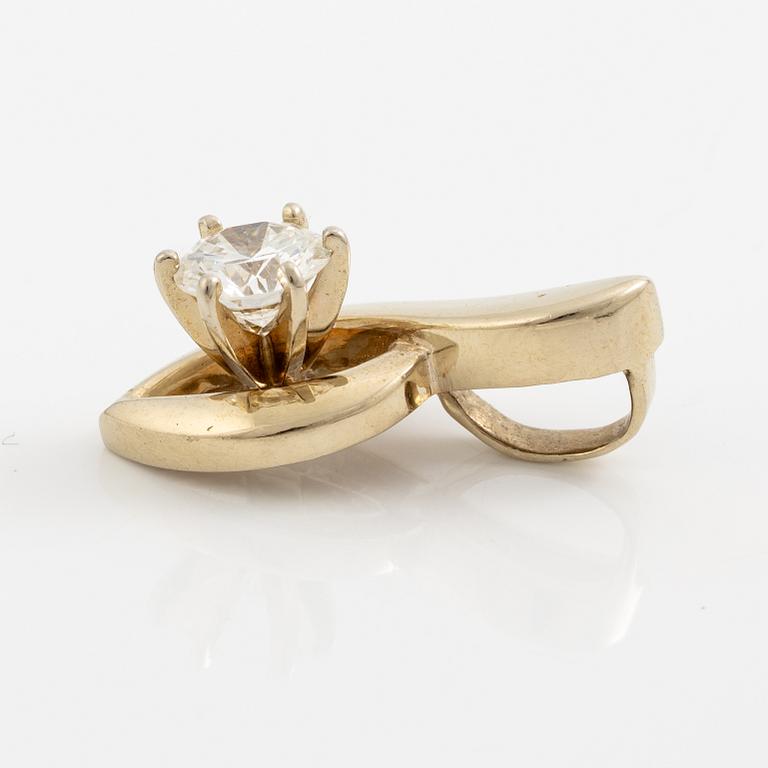 14K white gold solitaire diamond pendant.