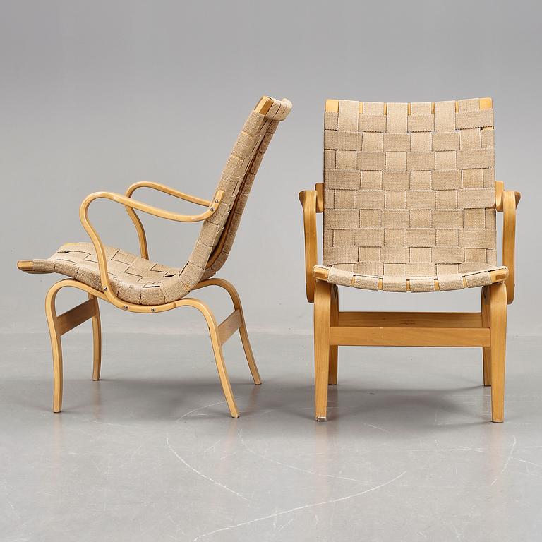 FÅTÖLJER, ett par. "Eva", Bruno Mathsson.