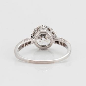 A RING set with an old-cut diamond.