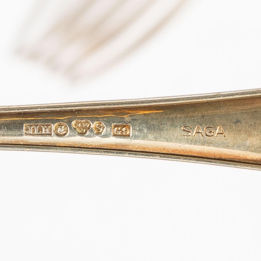 Bestickuppsättning, 87 delar, silver, modell "Saga", övervägande Skandia-Hultman, Stockholm, bl.a. 1960.
