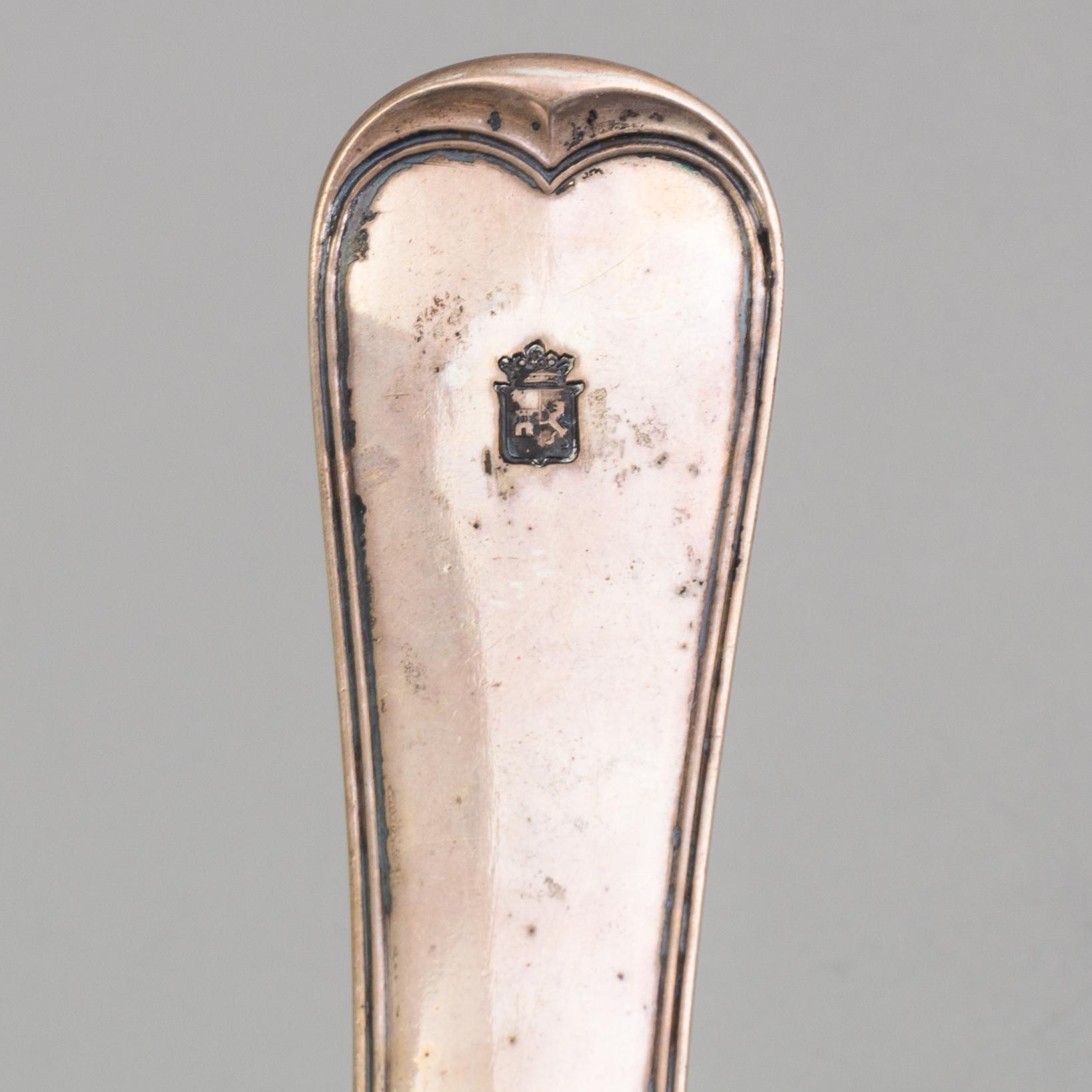 A silver serving spoon, maker's mark V. Christensen, Copenhagen, 1876 and LADLE, silver, Carl Fahlberg, Uppsala, 1792.
