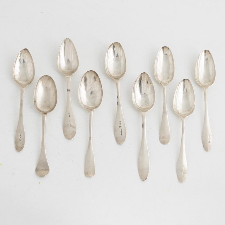 Eight Swedish Silver Spoons, 18th/19th Century.