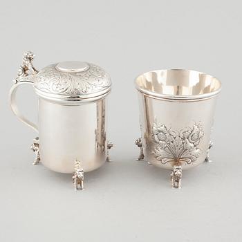 A silver jug and vase by Preben Salomonsen, Denmark from the second half of the 20th century.