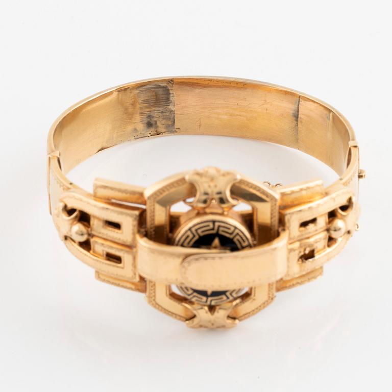 Armband 18K guld och emalj, 1800-tal.