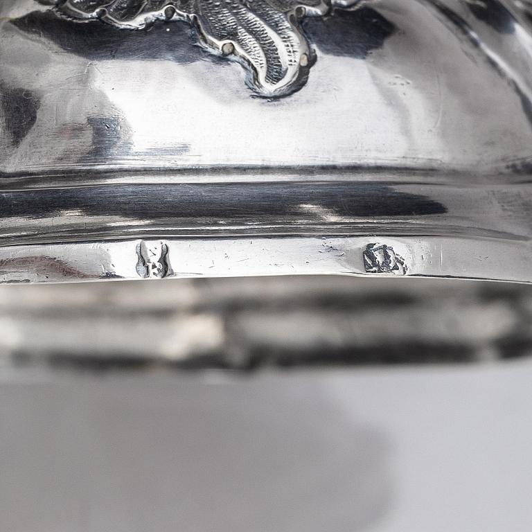 Four silver candlesticks, marks of Christian Drentwett II, Augsburg (1765-1767), two (1781-1783) and possibly (1743-45).