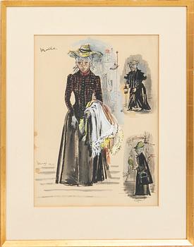 Max (Mago) Goldstein, mixed media on paper, signed and dated 1955.