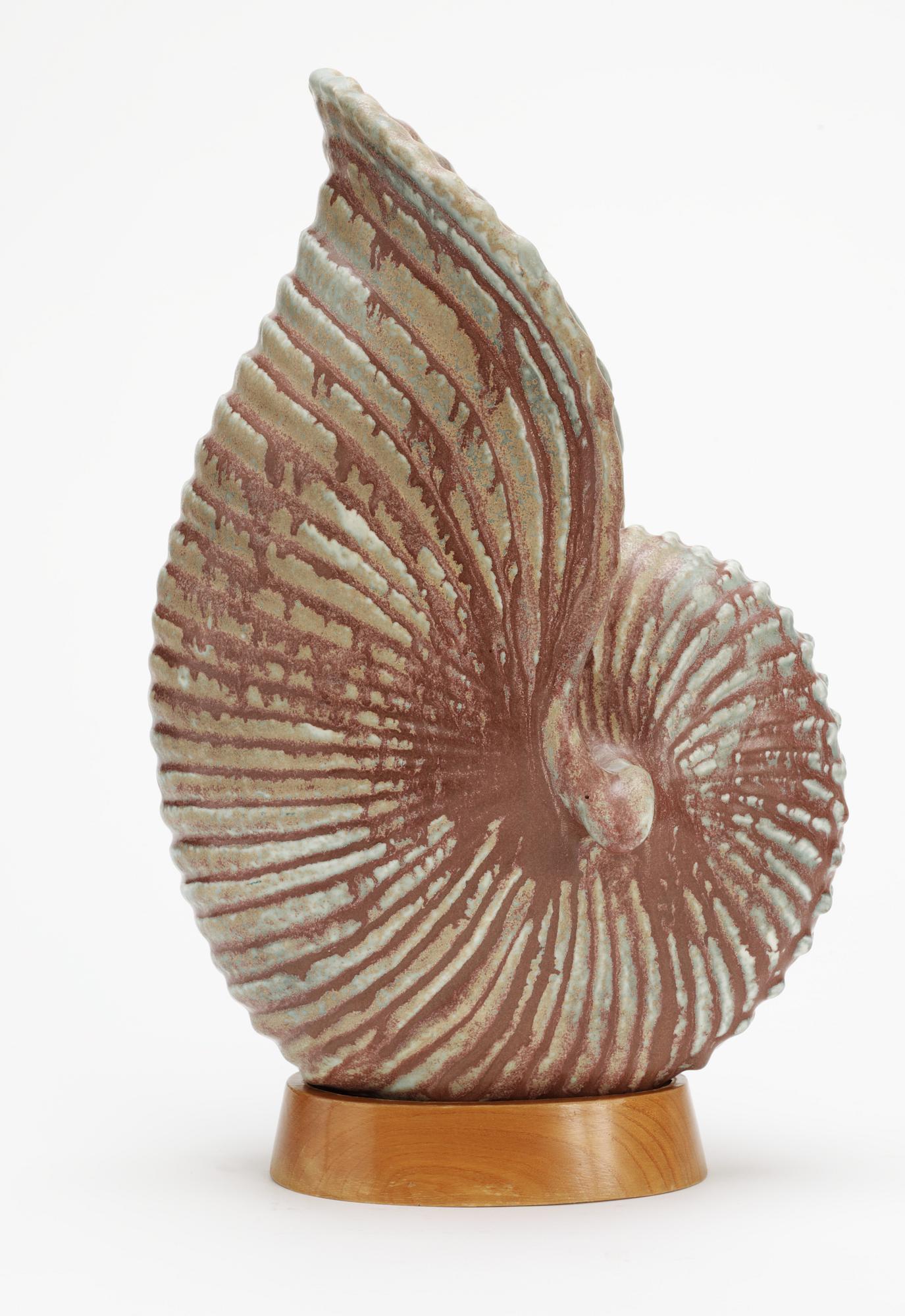 A Gunnar Nylund stoneware sculpture of a seashell, Rörstrand.