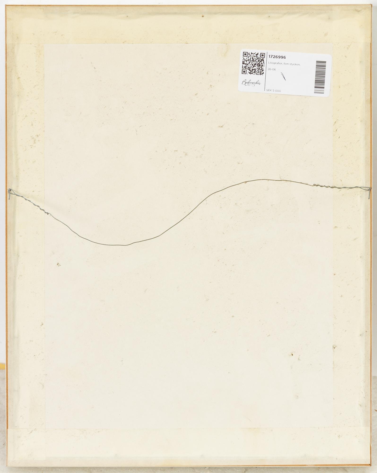 Pierre Olofsson, five colour lithographs.