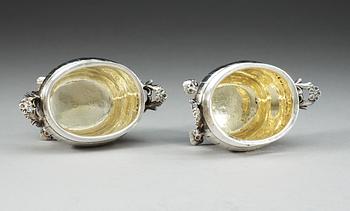 A pair of Swedish parcel-gilt salts, makers mark of Anders Stafhell, Stockholm 1774.