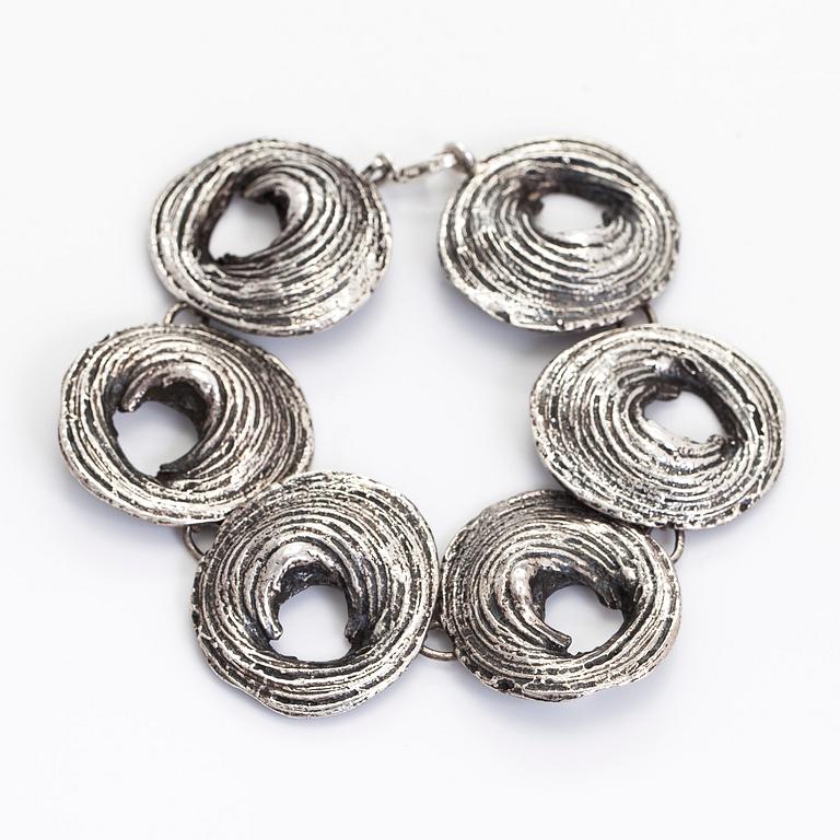 Helky Juvonen, armband och ring, silver, 1970-tal.