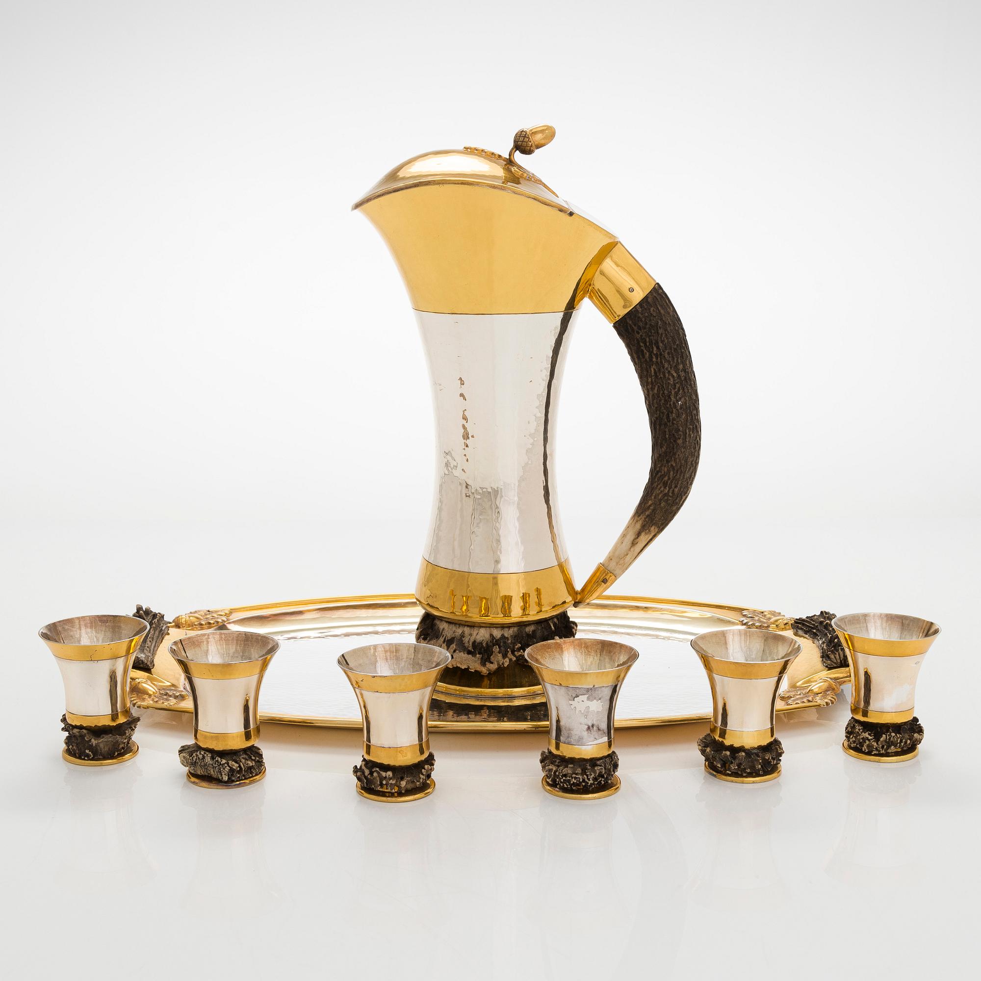 Emil Hermann, astiasto, 8 osaa, sterling-hopeaa, Weldstetten Saksa, 1921-1950.