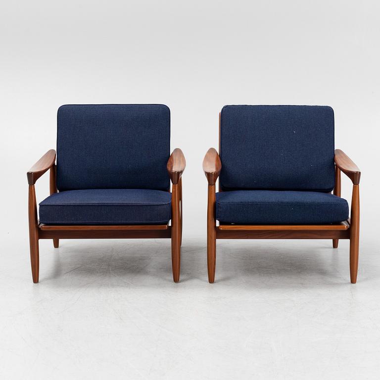 Erik Wørts, a pair of 'Kolding' walnut easy chairs, IKEA, 1960's.