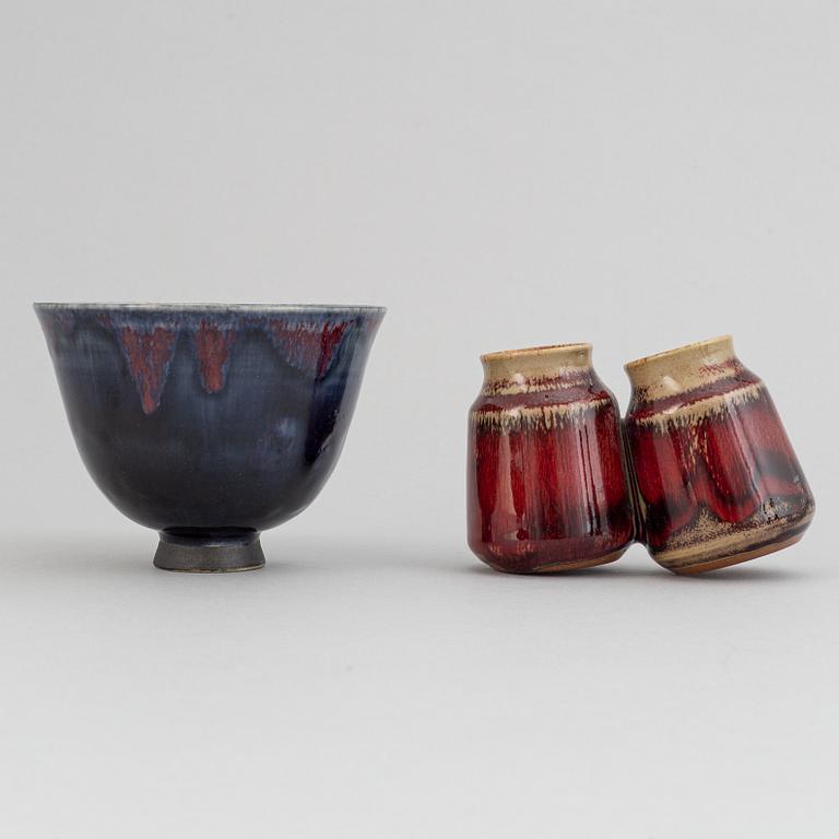 Henning Nilsson, Sven Hofverberg, Höganäs and others, 3 vases and 3 bowls, Sweden, second half of 20th century,