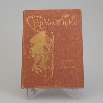 BOK, "Rip van Winkle", Washington Irving. Med egenhändig tillskrift och datum 1907 av John Bauer till dennes fru Esther.