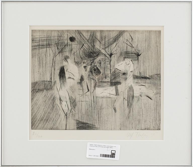 PARTI GRAFIK, 4 delar. Verner Molin, Emil Johansson-Thor, Ulf Trotzig samt Maria Hillfon.