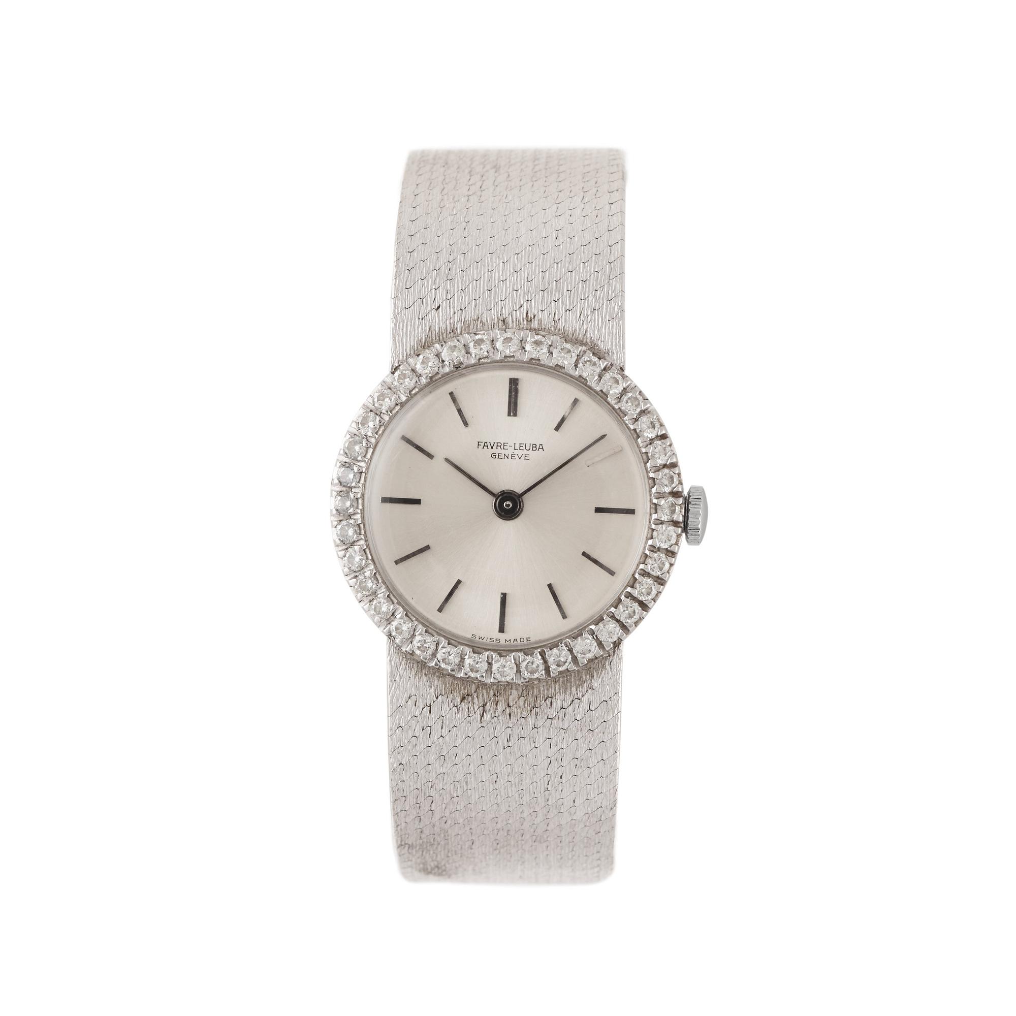 DAMKLOCKA. Favre-Leuba. Manuell. Vitguld. Ø 23 mm. 1971.