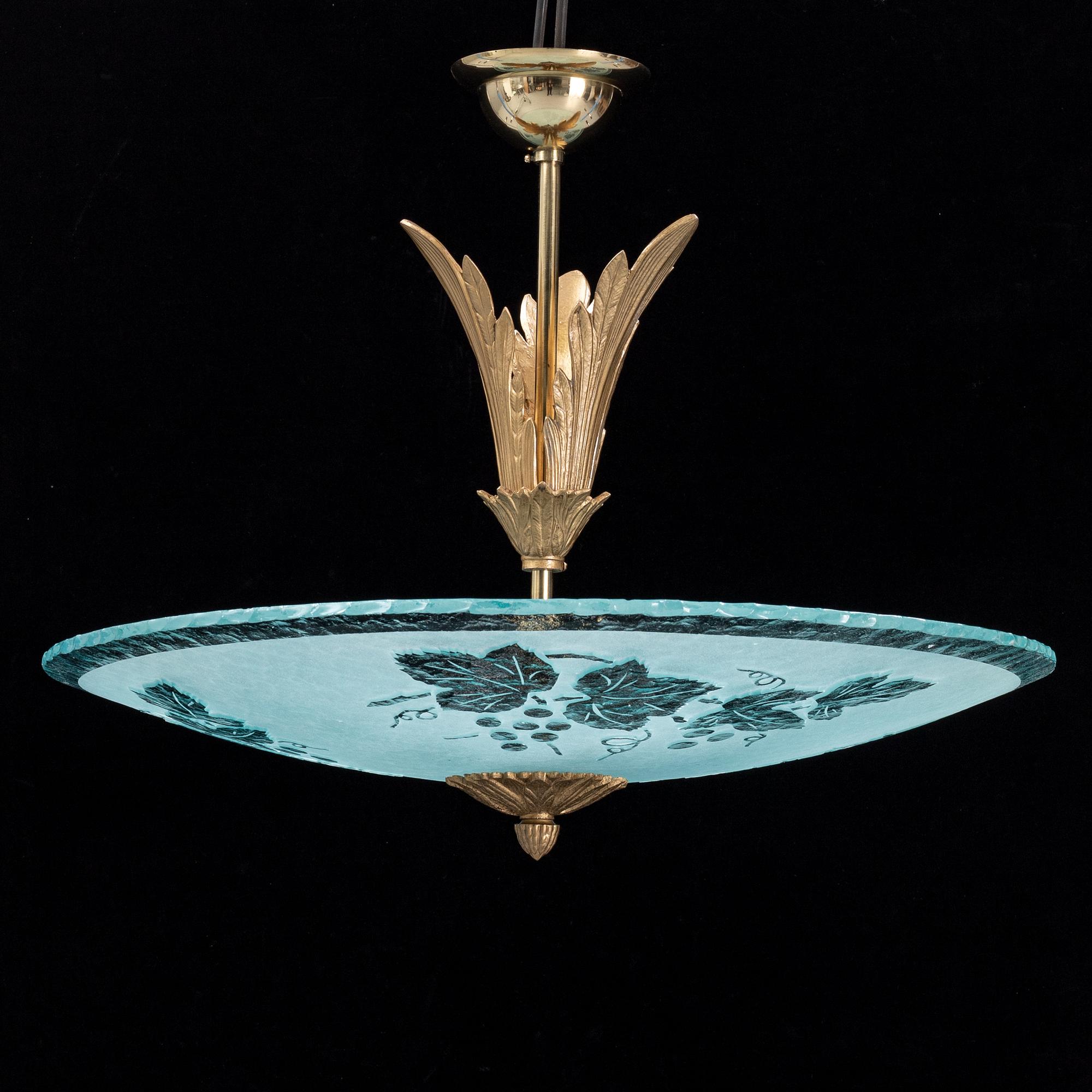 A mid 20th Century glass ceiling light.