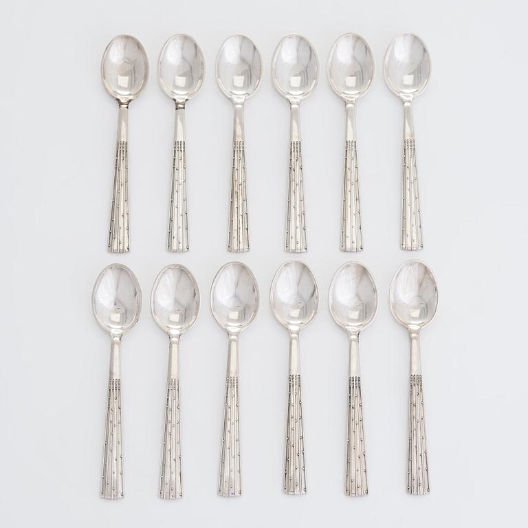 Jens Quistgaard, a 35-piece Champagne Pattern silver cutlery set, Denmark 1950-52.