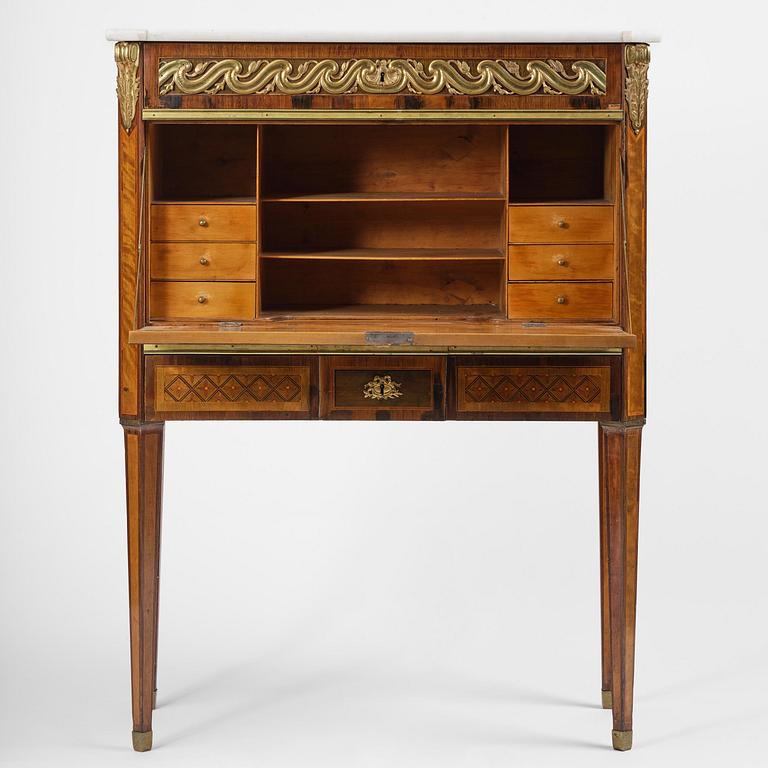 A Gustavian 18th century secretaire by Gottlieb Iwersson, master 1778, not signed.