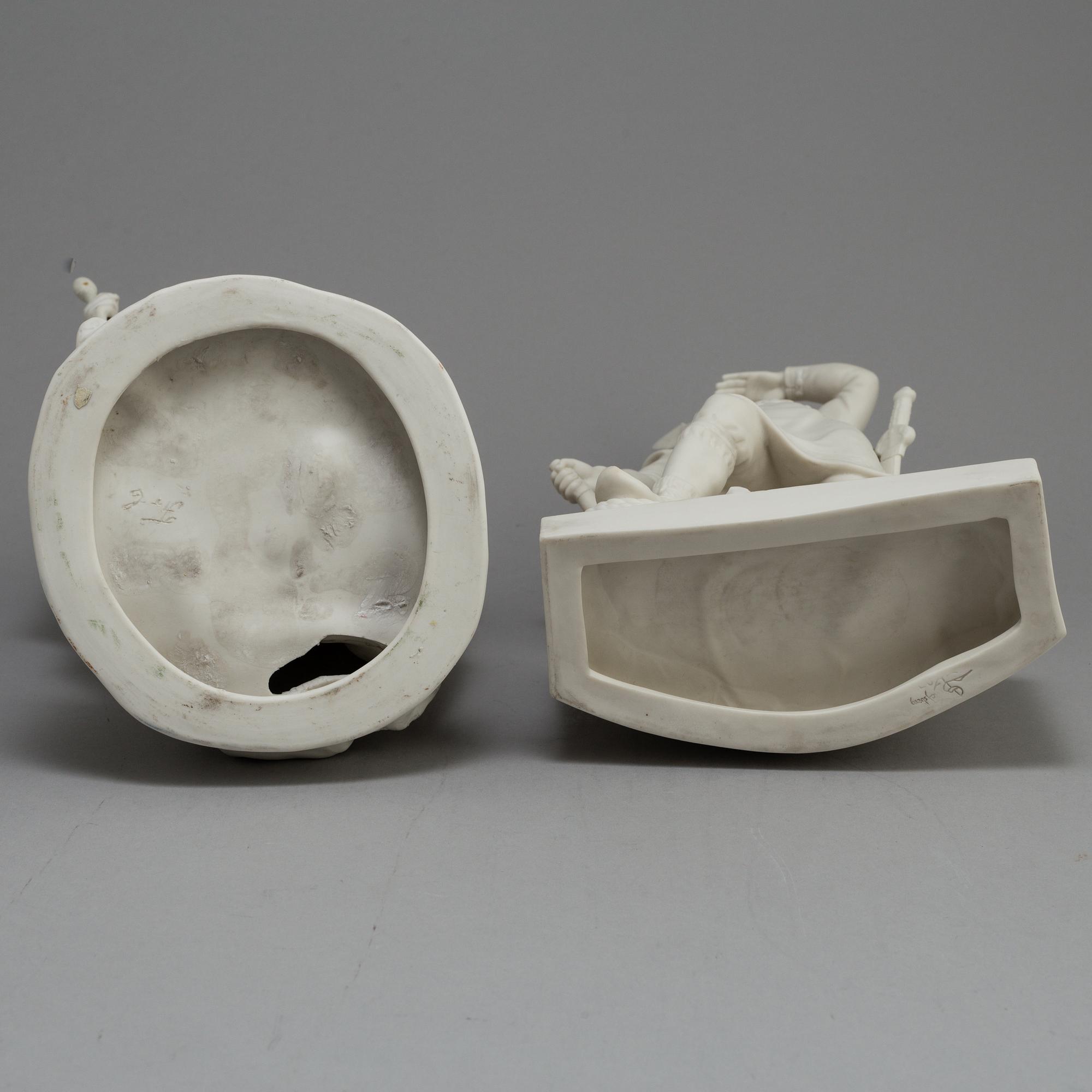 TWO PARIAN FIGURES, Rörstrand and Gustafsberg, ca 1900.