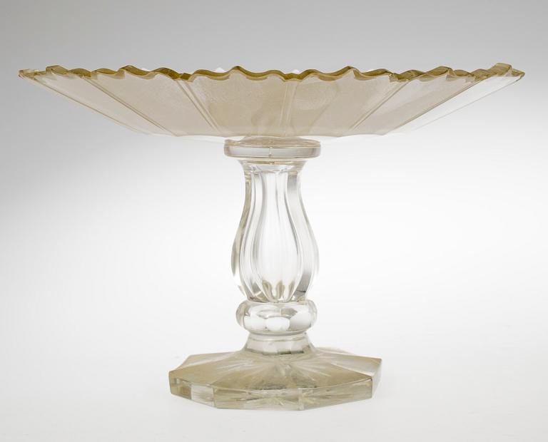 FAT SAMT SKÅL PÅ FOT, glas, 1800-talets andra hälft.