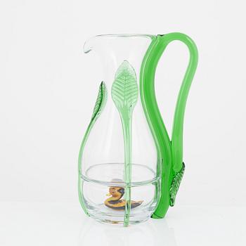 Ernst Billgren, kanna, glas, "New friends". Kosta Boda, signerad.