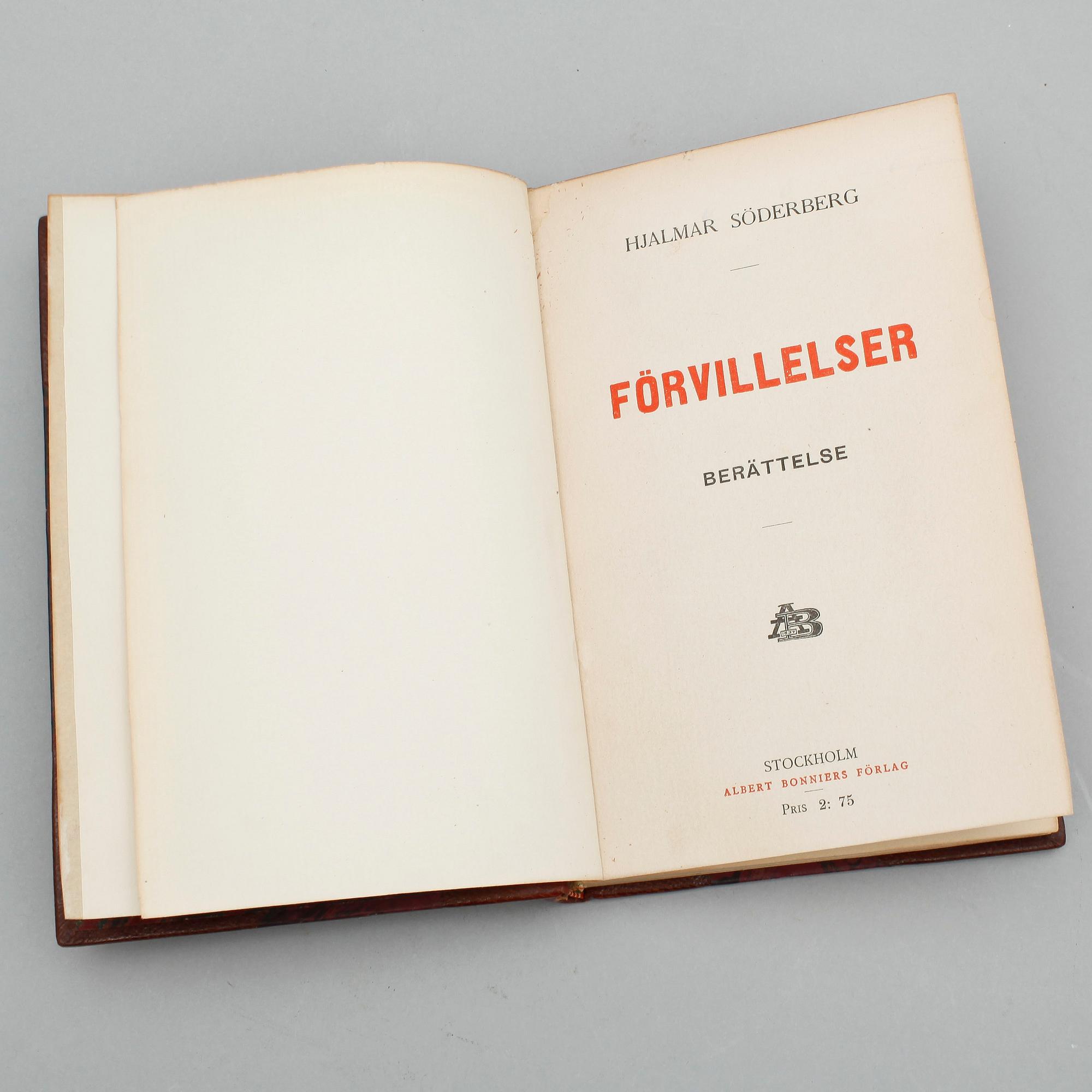 BÖCKER, 2 st, "Förvillelser" samt "Doktor Glas", Hjalmar Söderberg, 1895 respektive 1905.