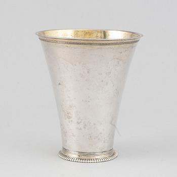 A Swedish 18th century parcel-gilt silver beaker, marke of Bengt Collin, Uppsala 1752.