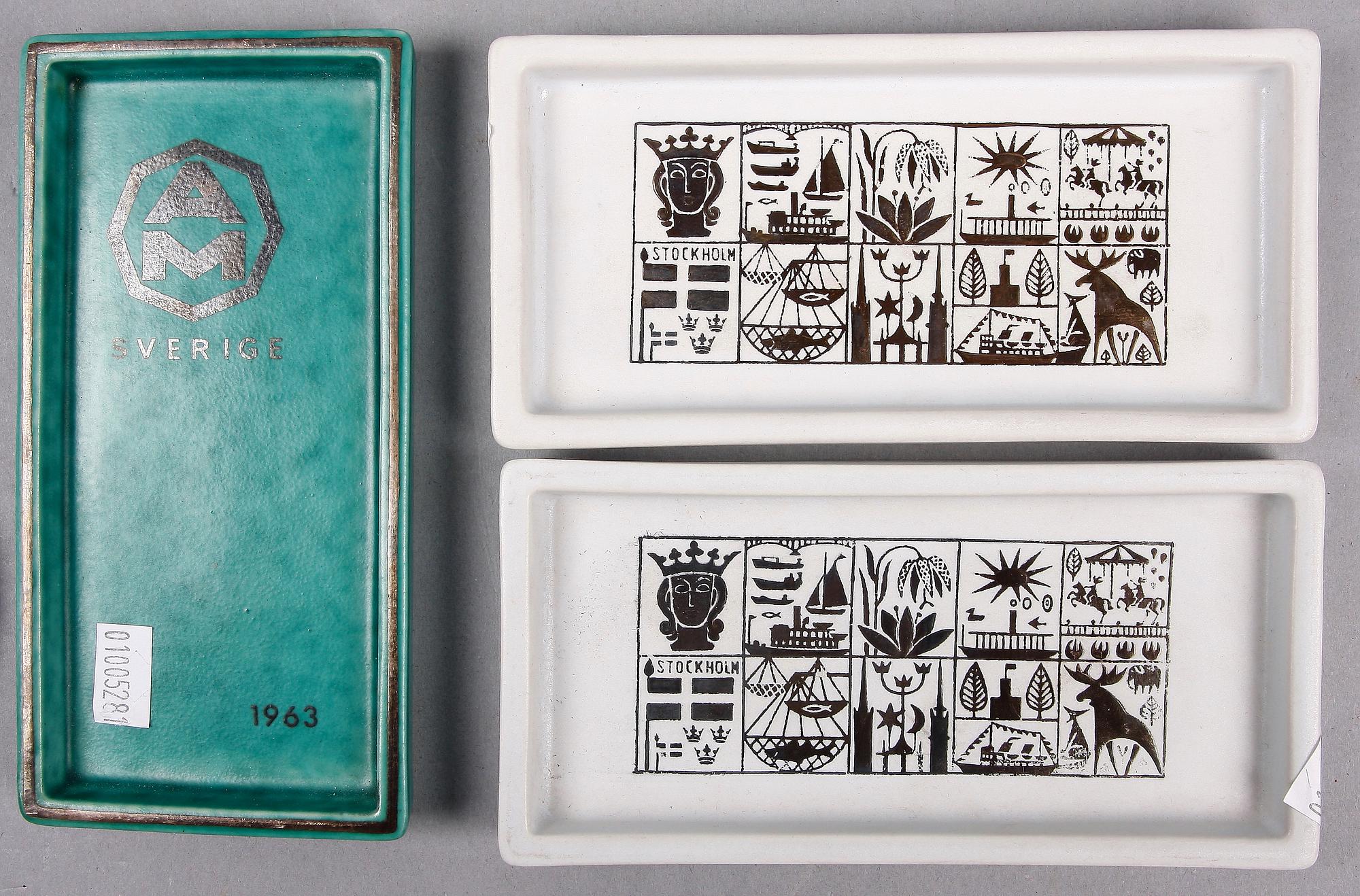 PARTI KERAMIK, 9 delar, "Argenta" resp "Grazia", Kåge resp Lindberg, Gustavsberg.