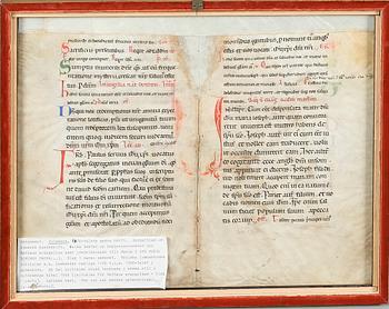 PERGAMENTBLAD UR MÄSSBOK, handskrift, sannolikt 1200-1300-tal.