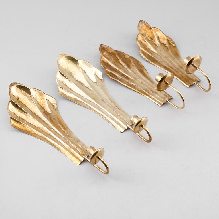 VÄGGLAMPETTER, 2 par, mässing, märkta YS och Arvika, 1900-talets mitt.