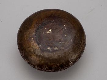 SKÅL, mässing samt silver, arkaiserande, Mellanöstern, sekelskiftet 1800/1900.