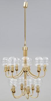 A Hans-Agne Jacobsson brass ceiling lamp, Markaryd, Sweden 1960-70's.